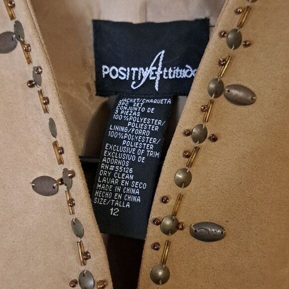 Positive Attitude Women's Tan Jacket size 12 - Picture 2 of 5